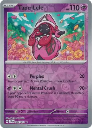 Tapu Lele Surging Sparks 092/191 Rare Reverse Holo
