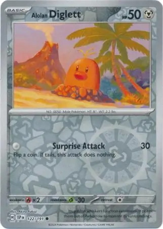 Alolan Diglett Surging Sparks 122/191 Common Reverse Holo
