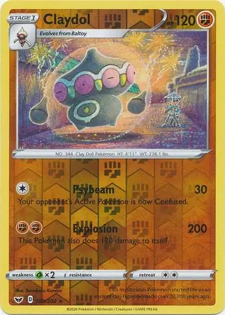 103/202 Claydol SSH Rare Reverse Holo