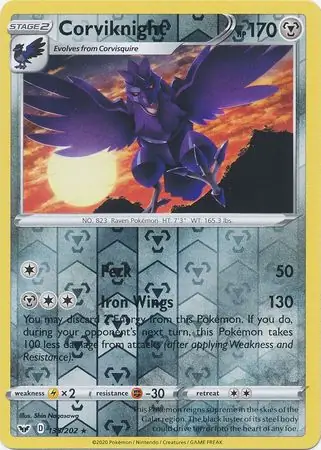 135/202 Corviknight SSH Rare Reverse Holo
