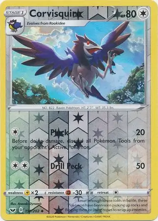 Corvisquire Sword & Shield 151/202 Uncommon Reverse Holo