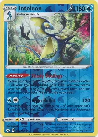 058/202 Inteleon SSH Rare Holo Reverse Holo