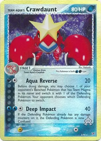 2/95 Team Aqua's Crawdaunt MA Rare Holo Reverse Holo