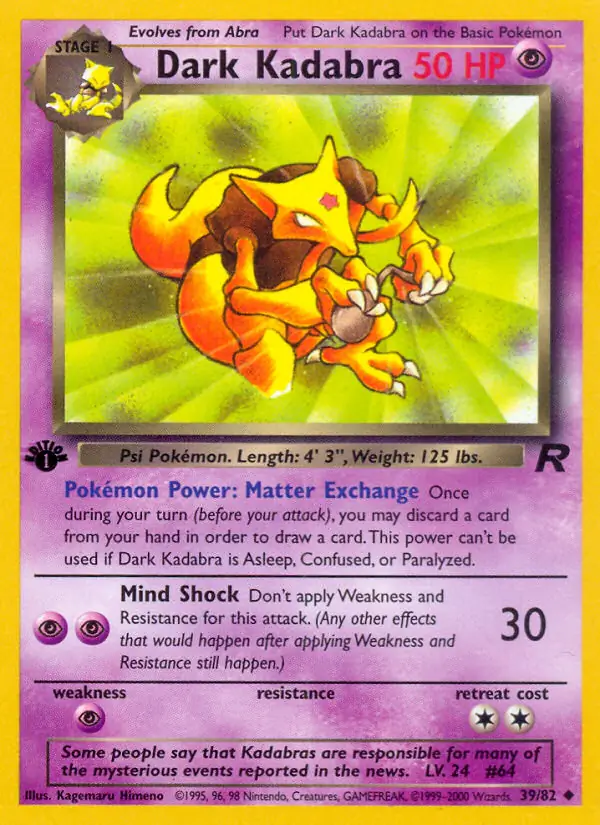 Dark Kadabra Team Rocket 39/82 Uncommon