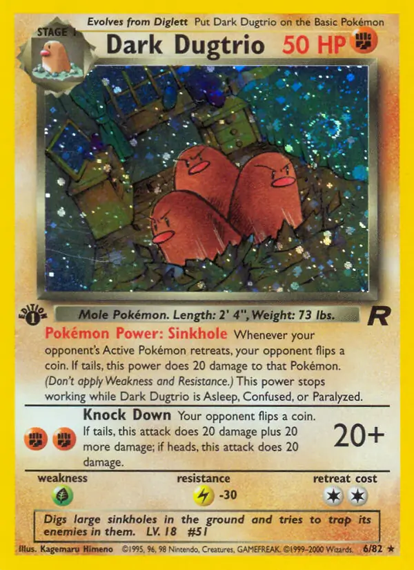 Dark Dugtrio Team Rocket 6/82 Rare Holo