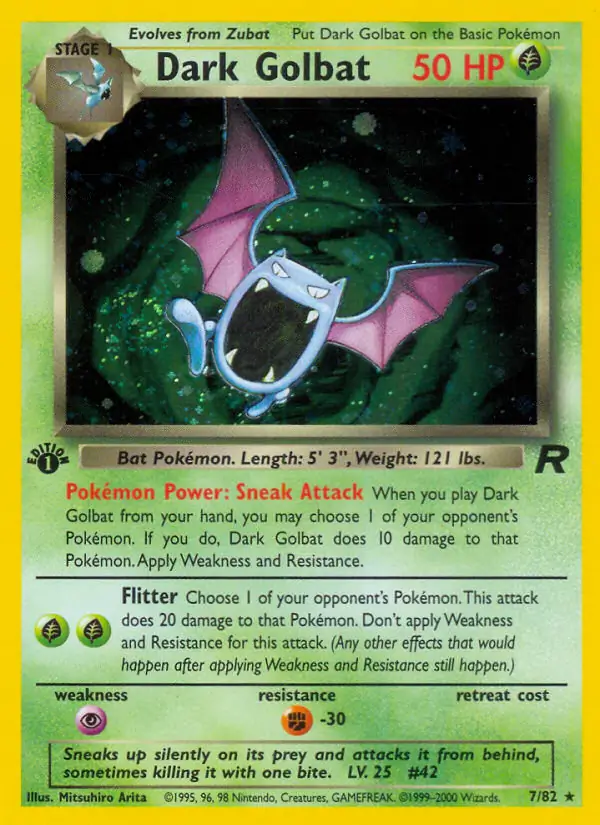Dark Golbat Team Rocket 7/82 Rare Holo