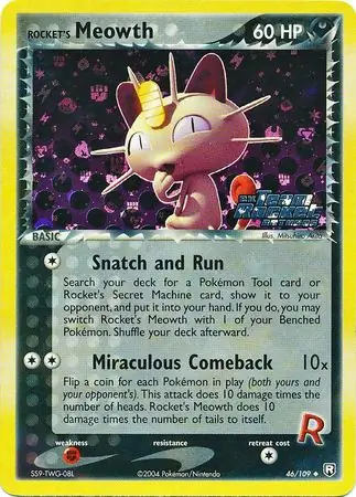 46/109 Rocket's Meowth TRR Uncommon Reverse Holo