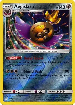 109/181 Aegislash TEU Rare Holo Reverse Holo