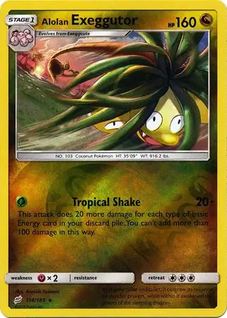 114/181 Alolan Exeggutor TEU Rare Reverse Holo