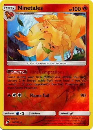 16/181 Ninetales TEU Rare Reverse Holo