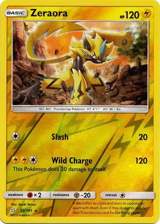 52/181 Zeraora TEU Rare Holo Reverse Holo