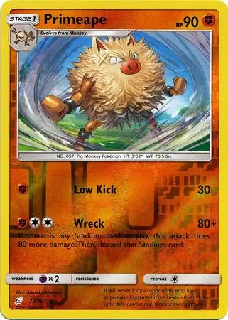 72/181 Primeape TEU Rare Reverse Holo