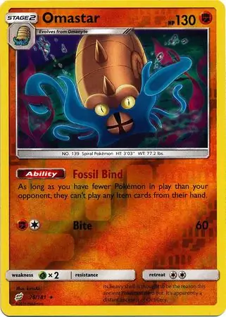 76/181 Omastar TEU Rare Holo Reverse Holo