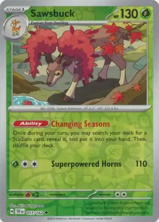 017/162 Sawsbuck TEF Uncommon Reverse Holo