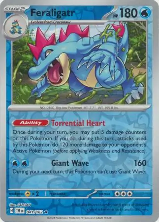 041/162 Feraligatr TEF Rare Reverse Holo