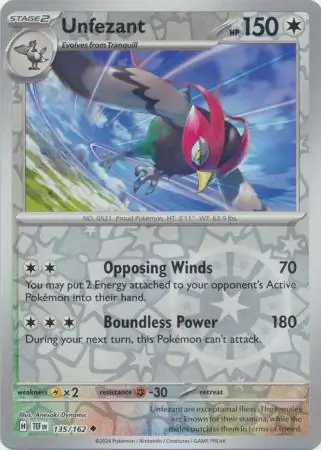 Unfezant Temporal Forces 135/162 Uncommon Reverse Holo