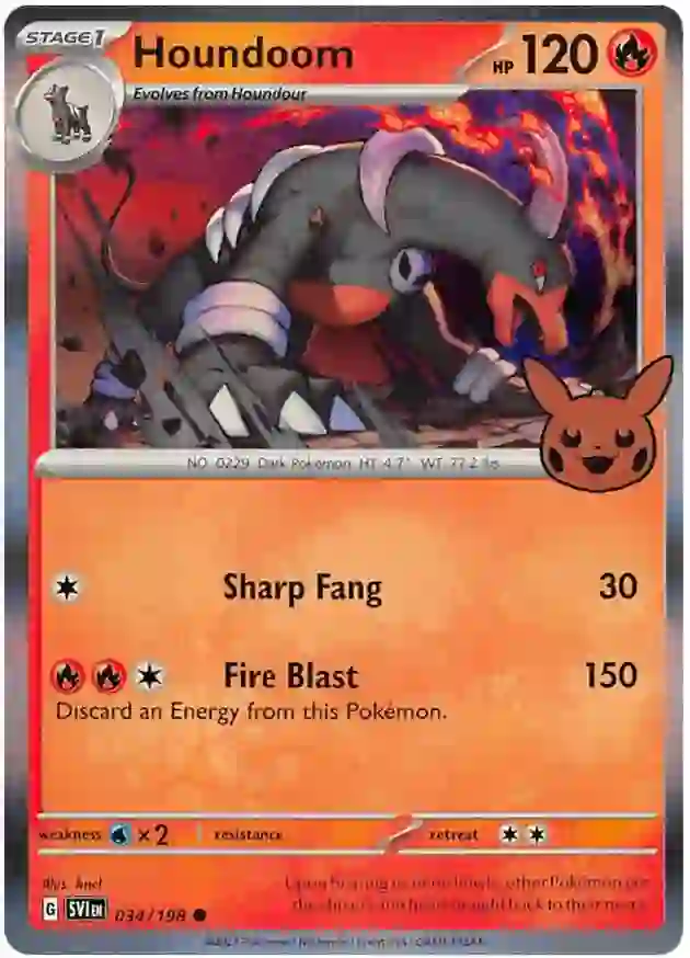 Houndoom Trick or Trade 2023 034/198 Common Holo