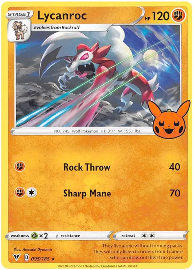 Lycanroc Trick or Trade 2023 095/185 Rare