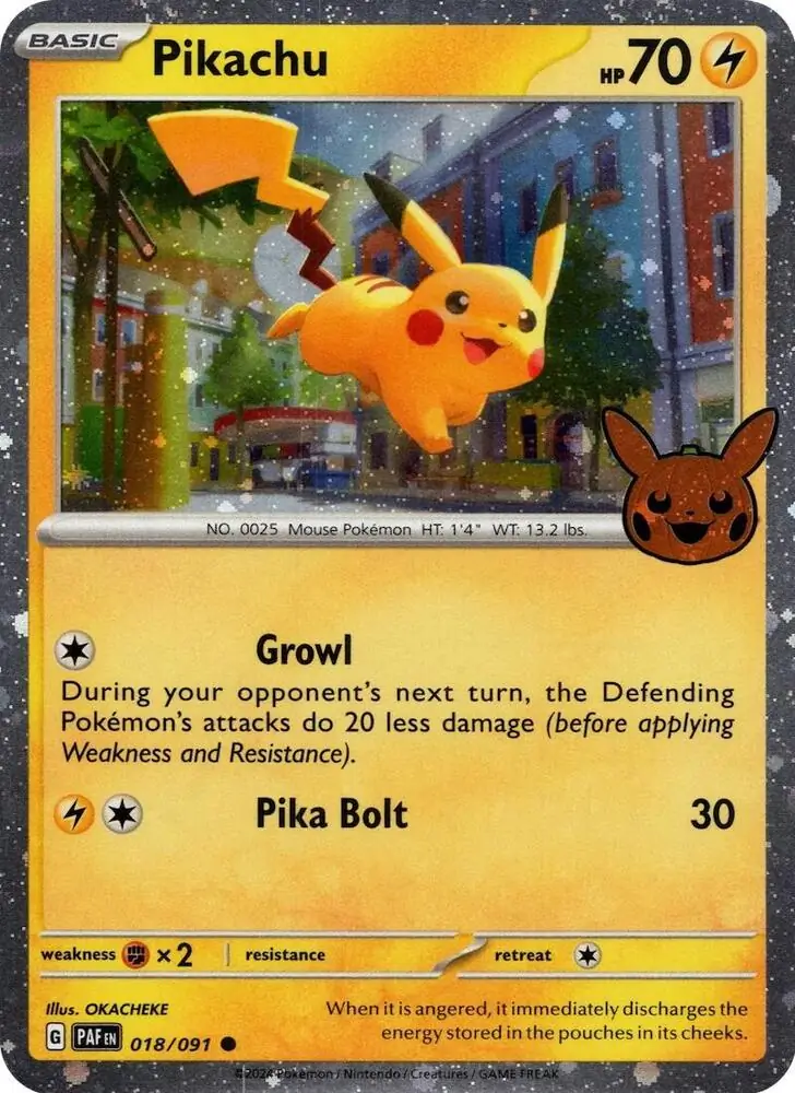 Pikachu Trick or Trade 2024 018/091 Common Holo