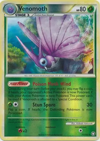 11/102 Venomoth TM Rare Holo Reverse Holo