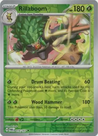 Rillaboom Twilight Masquerade 016/167 Uncommon Reverse Holo