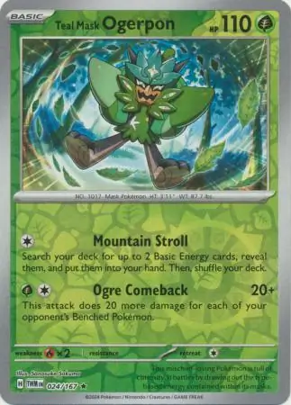 024/167 Teal Mask Ogerpon TWM Rare Reverse Holo