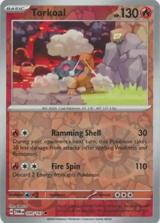 Torkoal Twilight Masquerade 030/167 Common Reverse Holo