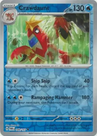 048/167 Crawdaunt TWM Common Reverse Holo