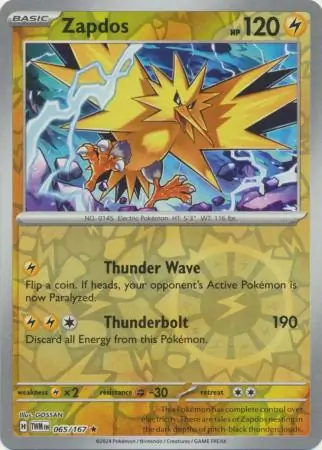 065/167 Zapdos TWM Rare Reverse Holo