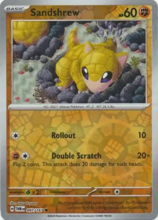 097/167 Sandshrew TWM Common Reverse Holo