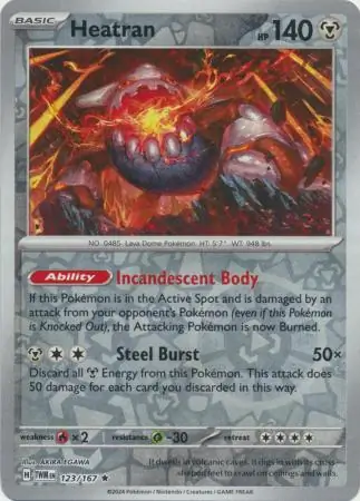 123/167 Heatran TWM Rare Reverse Holo