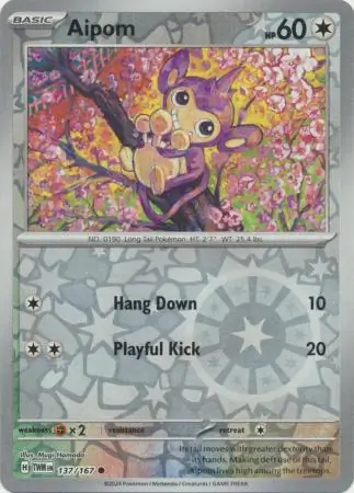 Aipom Twilight Masquerade 137/167 Common Reverse Holo