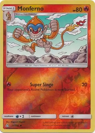 22/156 Monferno UPR Uncommon Reverse Holo