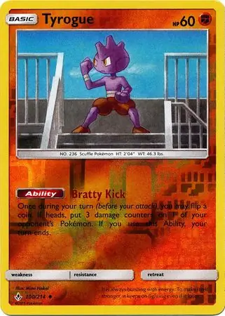 100/214 Tyrogue UNB Uncommon Reverse Holo