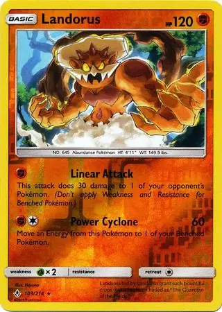 103/214 Landorus UNB Rare Holo Reverse Holo