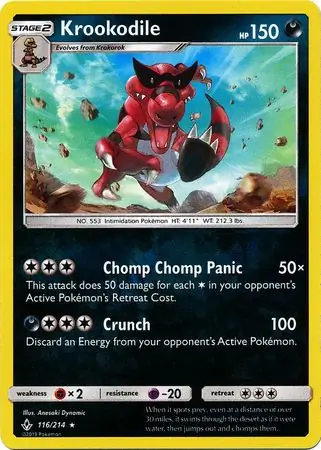 116/214 Krookodile UNB Rare Reverse Holo