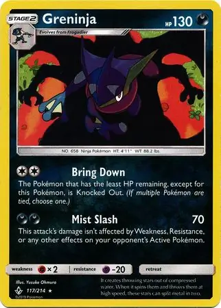 117/214 Greninja UNB Rare Holo Reverse Holo