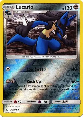 126/214 Lucario UNB Rare Holo Reverse Holo