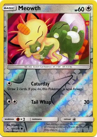 147/214 Meowth UNB Common Reverse Holo