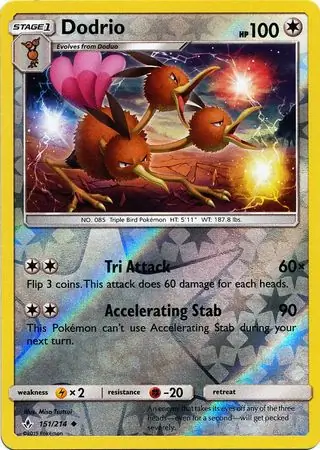 151/214 Dodrio UNB Uncommon Reverse Holo