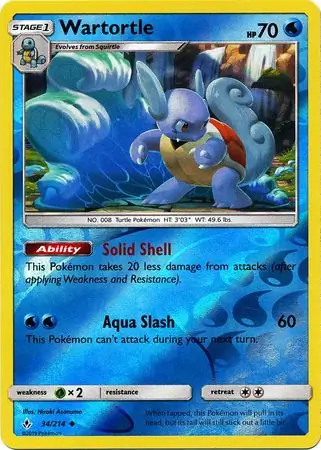 34/214 Wartortle UNB Uncommon Reverse Holo