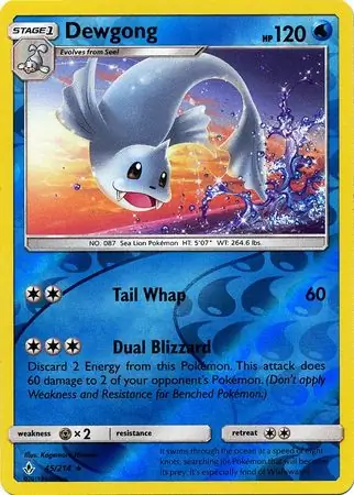 45/214 Dewgong UNB Rare Reverse Holo