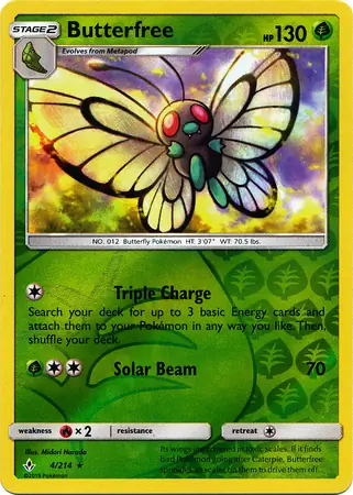 4/214 Butterfree UNB Rare Reverse Holo
