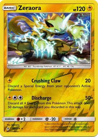 60/214 Zeraora UNB Rare Reverse Holo