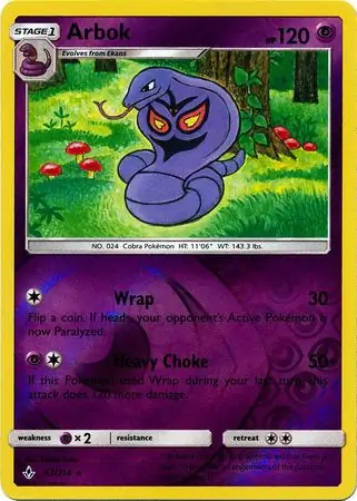 63/214 Arbok UNB Rare Reverse Holo