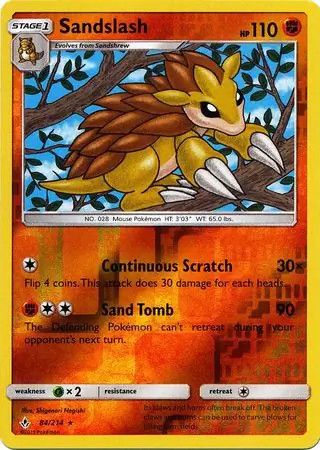 84/214 Sandslash UNB Rare Reverse Holo
