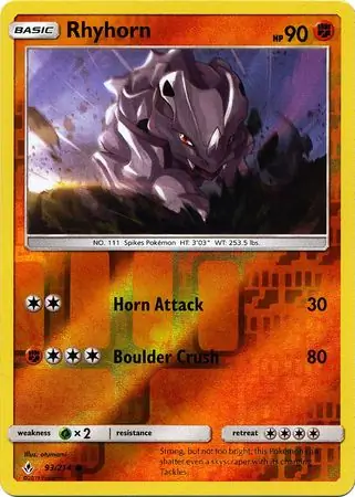 93/214 Rhyhorn UNB Common Reverse Holo