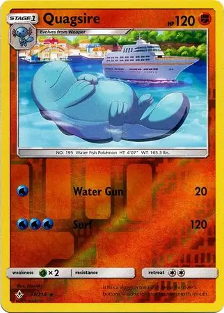 97/214 Quagsire UNB Rare Reverse Holo