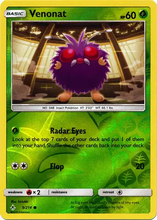 9/214 Venonat UNB Common Reverse Holo