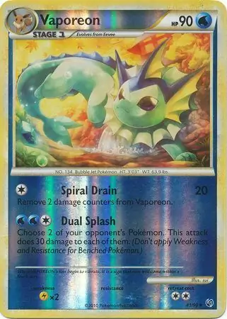 41/90 Vaporeon UD Uncommon Reverse Holo